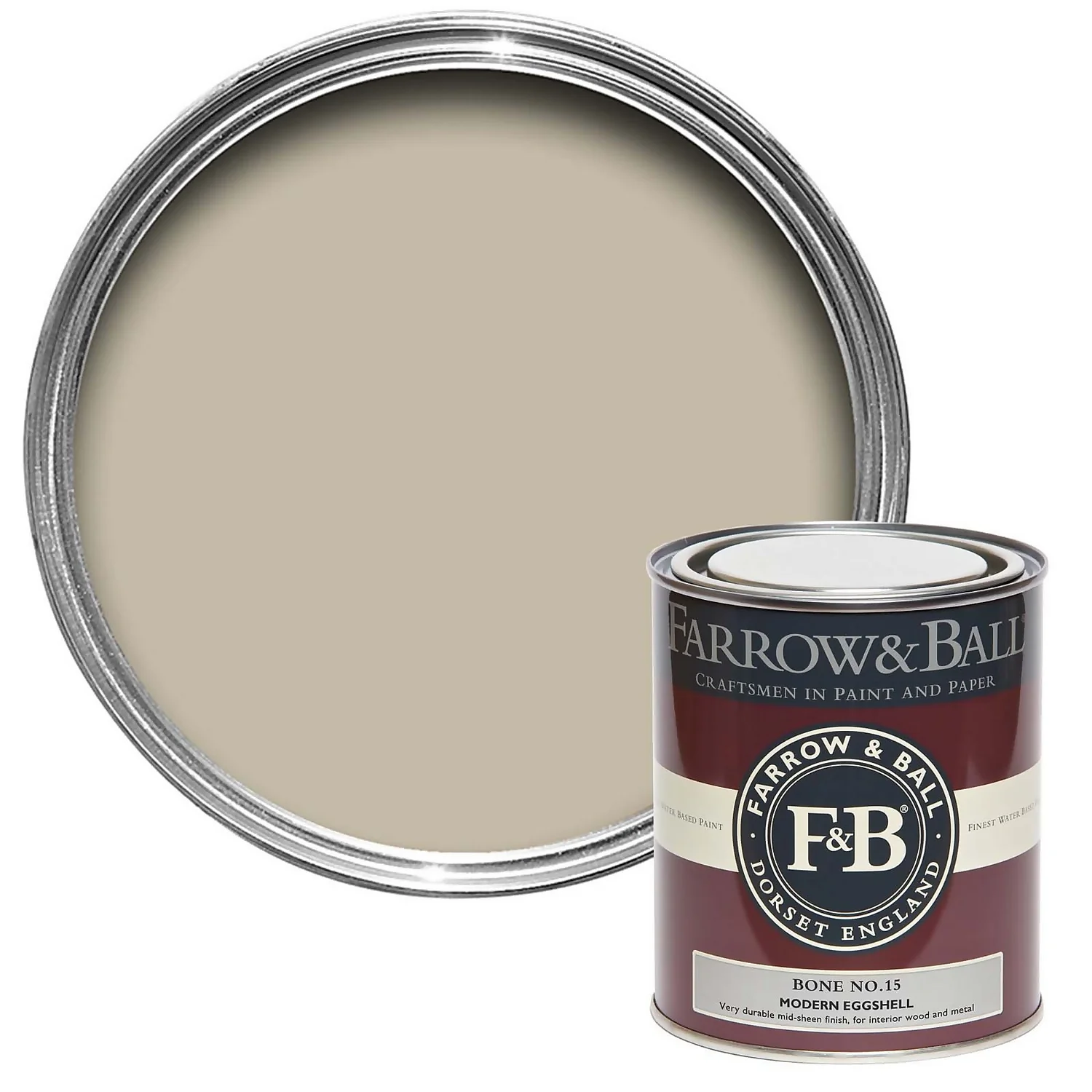 Farrow & Ball Modern Eggshell Paint Bone - 750ml 3 Farrow & Ball Modern Eggshell Paint Bone - 750ml