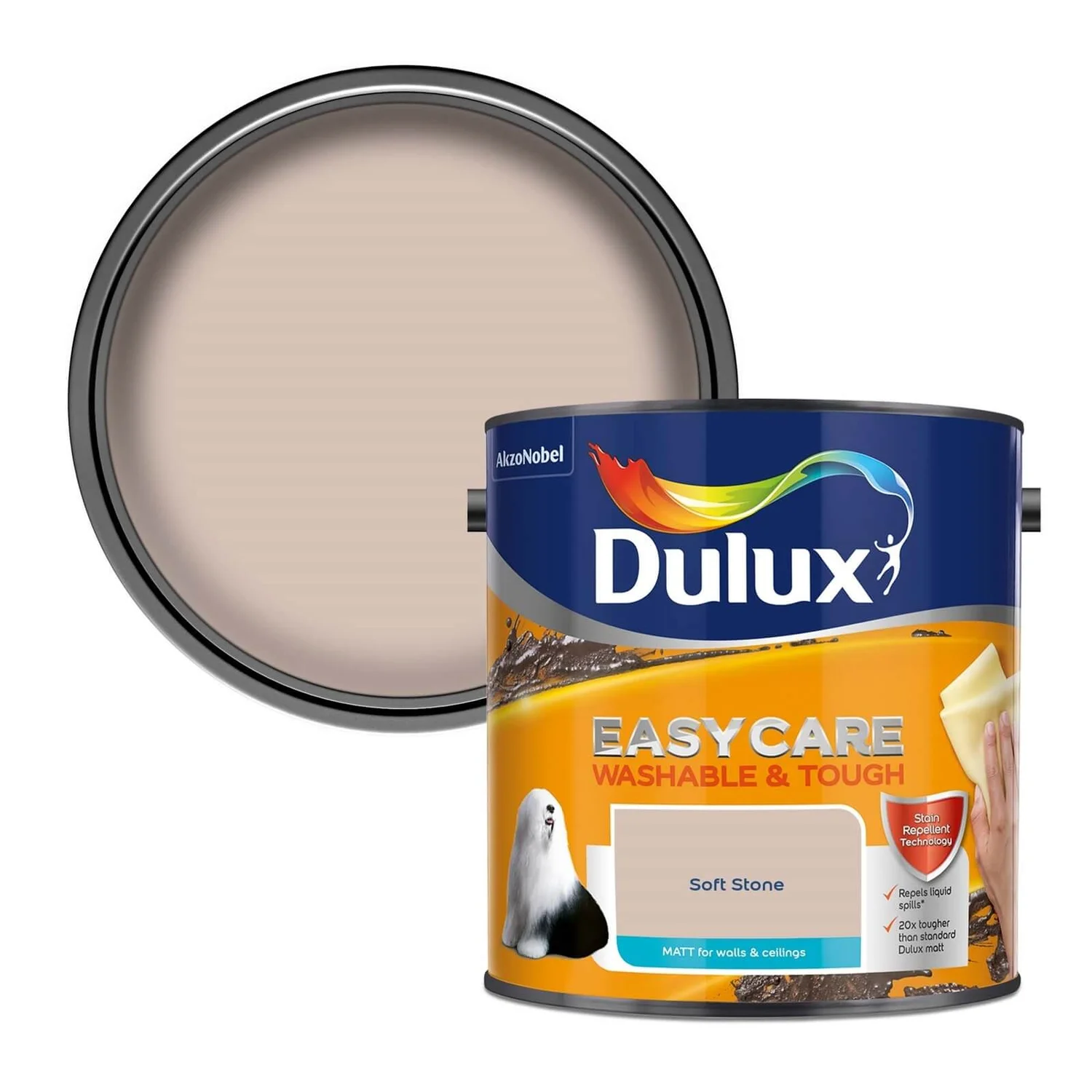 Dulux Easycare Washable & Tough Matt Paint Soft Stone - 2.5L 3 Dulux Easycare Washable & Tough Matt Paint Soft Stone - 2.5L