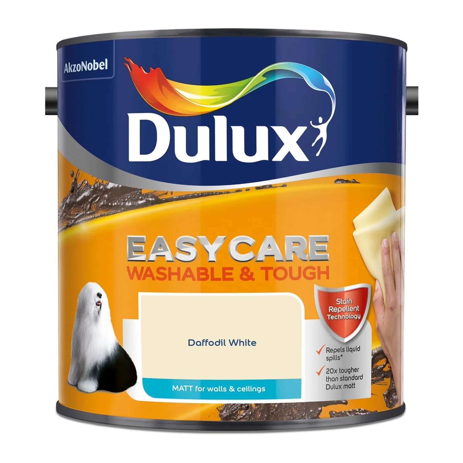 Dulux Easycare Washable & Tough Matt Paint Daffodil White - 2.5L 6 Dulux Easycare Washable & Tough Matt Paint Daffodil White - 2.5L - Image 4