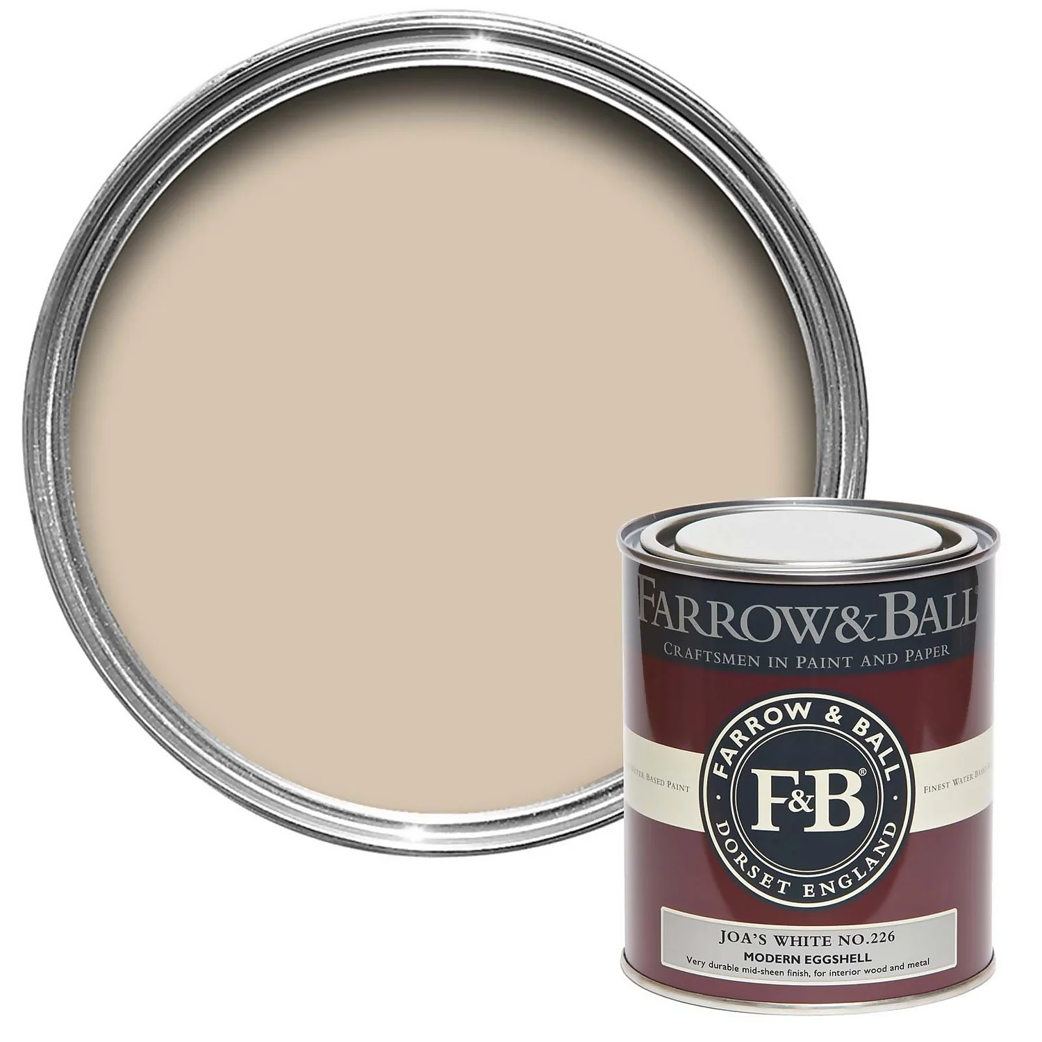 Farrow & Ball Modern Eggshell Paint Joa's White - 750ml 3 Farrow & Ball Modern Eggshell Paint Joa's White - 750ml