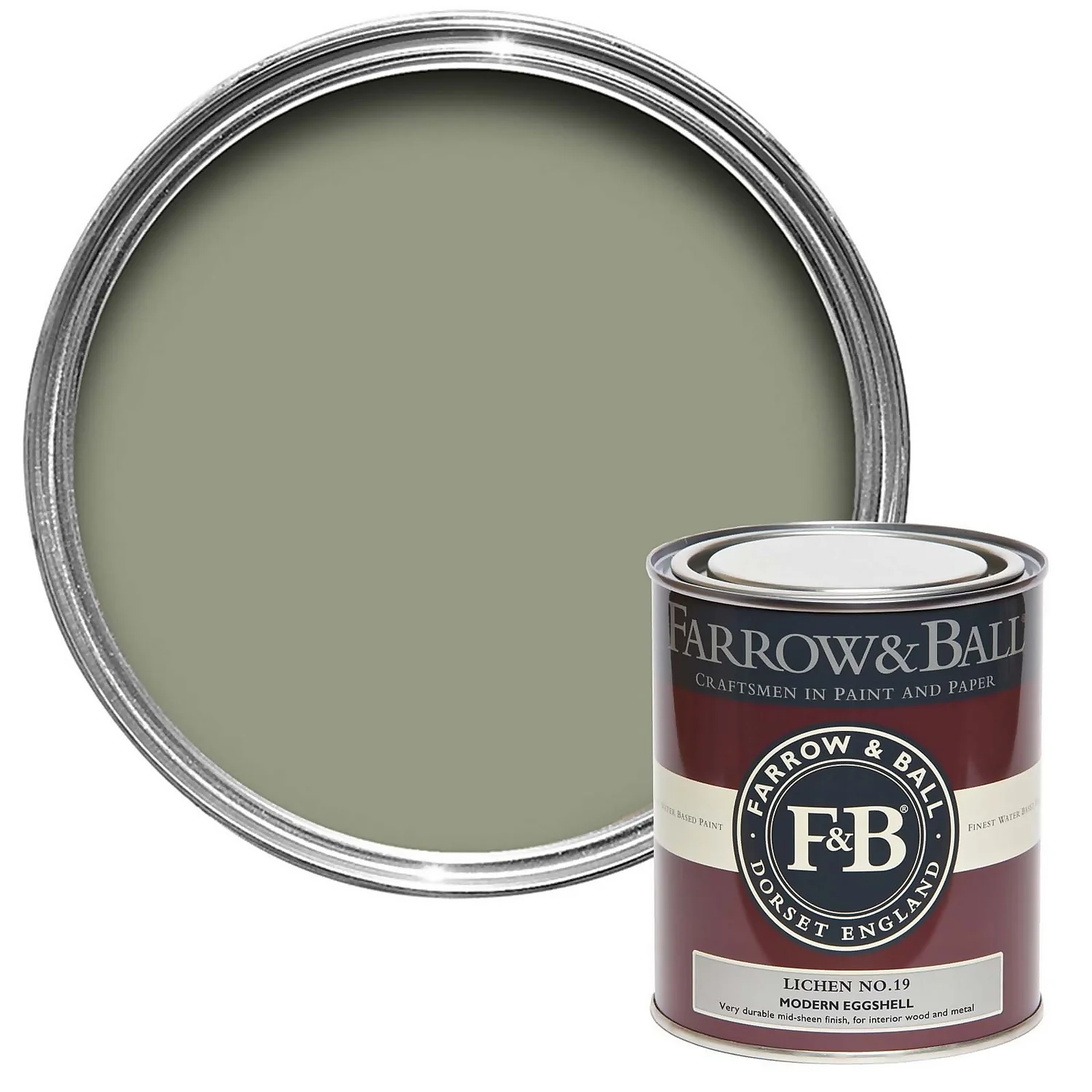 Farrow & Ball Modern Eggshell Paint Lichen - 750ml 3 Farrow & Ball Modern Eggshell Paint Lichen - 750ml