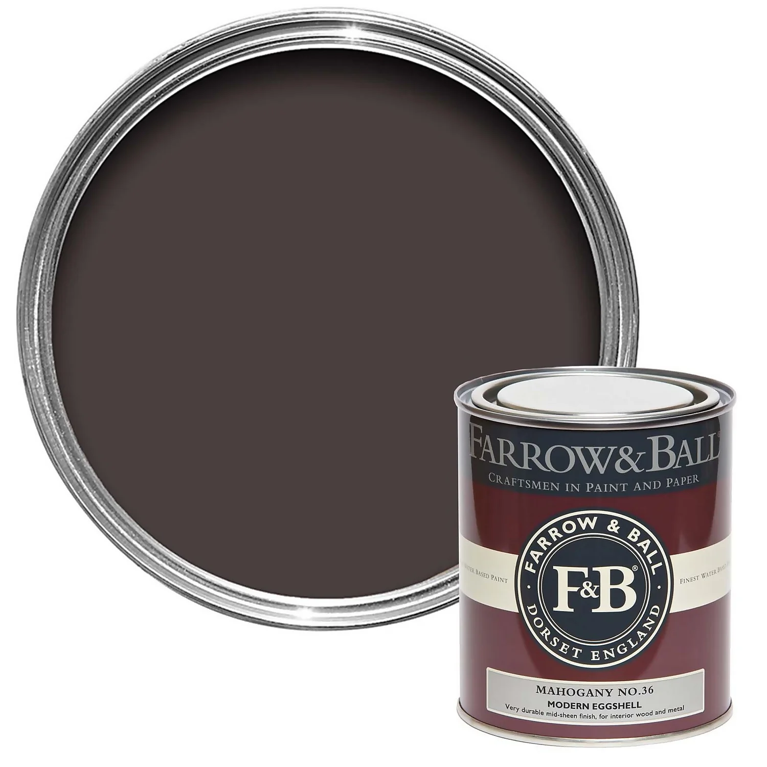 Farrow & Ball Modern Eggshell Paint Mahogany - 750ml 3 Farrow & Ball Modern Eggshell Paint Mahogany - 750ml