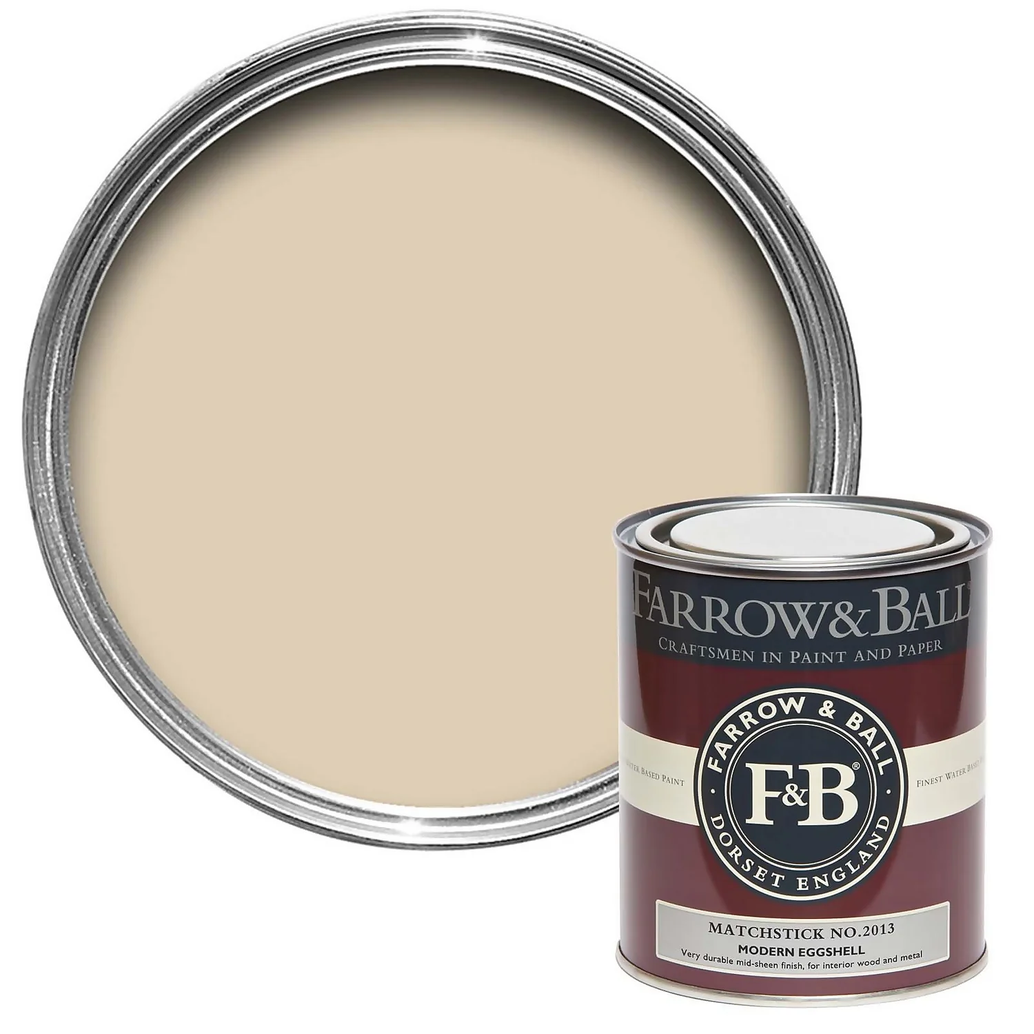 Farrow & Ball Modern Eggshell Paint Matchstick - 750ml 3 Farrow & Ball Modern Eggshell Paint Matchstick - 750ml