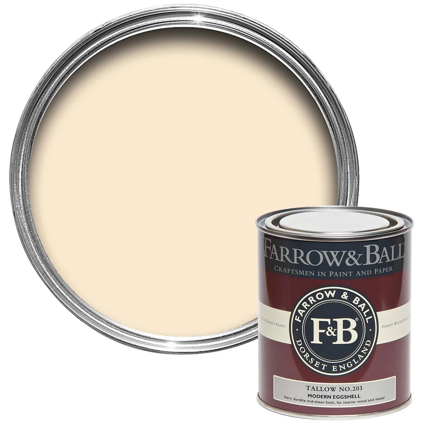 Farrow & Ball Modern Eggshell Paint Tallow - 750ml 3 Farrow & Ball Modern Eggshell Paint Tallow - 750ml