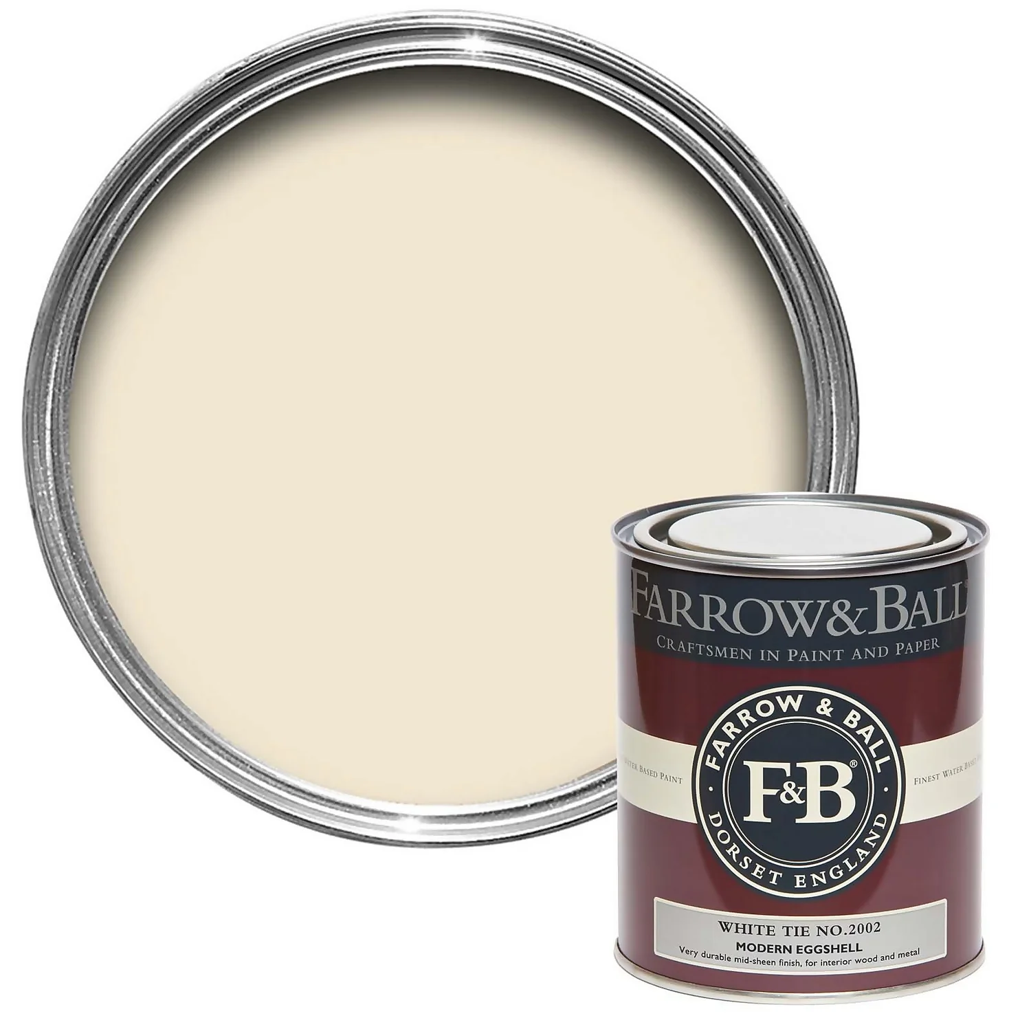 Farrow & Ball Modern Eggshell Paint White Tie - 750ml 3 Farrow & Ball Modern Eggshell Paint White Tie - 750ml