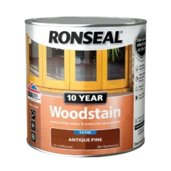 Ronseal 10 Year Woodstain Antique Pine Satin - 750ml -Paint And Wallpaper Shop 12820815 1194831918199118