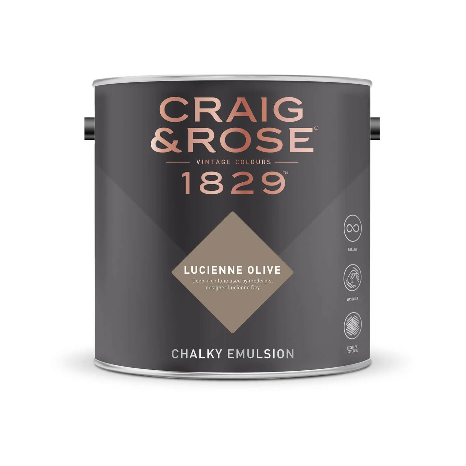 Craig & Rose 1829 Chalky Emulsion Paint Lucienne Olive - Tester 50ml 4 Craig & Rose 1829 Chalky Emulsion Paint Lucienne Olive - Tester 50ml - Image 2