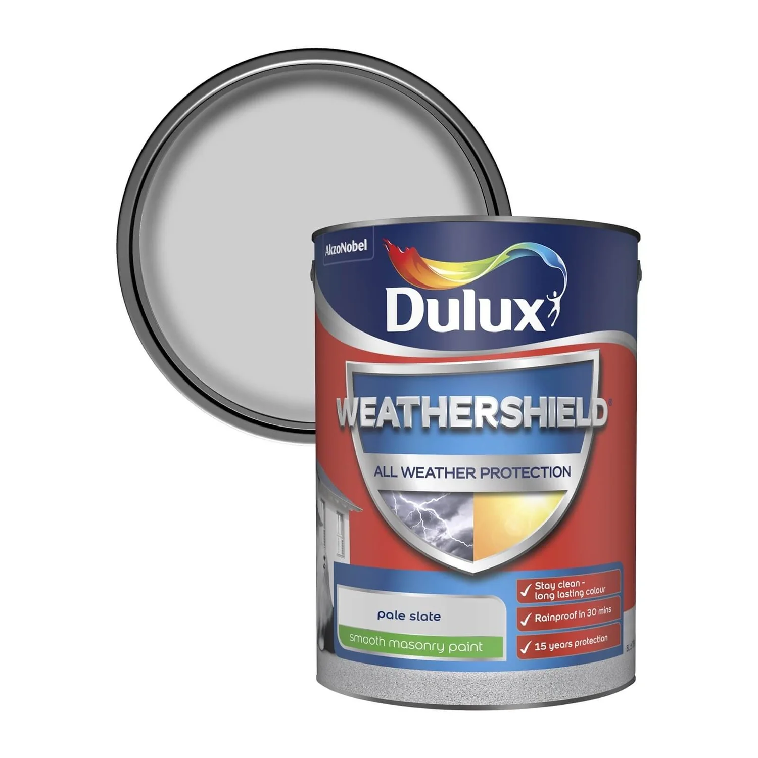 Dulux Weathershield All Weather Smooth Masonry Paint Pale Slate - 5L 4 Dulux Weathershield All Weather Smooth Masonry Paint Pale Slate - 5L - Image 2