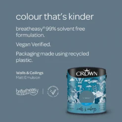 Crown Walls & Ceilings Matt Emulsion Paint Runaway - 2.5L -Paint And Wallpaper Shop 12823147 3824969525558944