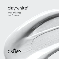 Crown Walls & Ceilings Matt Emulsion Paint Clay White - 5L -Paint And Wallpaper Shop 12823269 1394969533024579