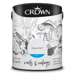 Crown Walls & Ceilings Matt Emulsion Paint Clay White - 5L -Paint And Wallpaper Shop 12823269 1914969533118758
