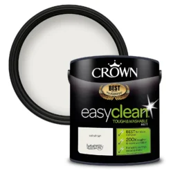 Crown Easyclean® Washable & Wipeable Multi Surface Matt Paint Sail White® - 2.5L