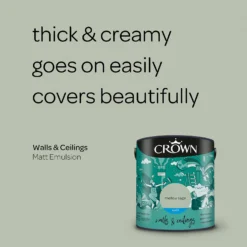 Crown Walls & Ceilings Matt Emulsion Paint Mellow Sage - 2.5L -Paint And Wallpaper Shop 12823483 1004969524985161