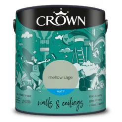 Crown Walls & Ceilings Matt Emulsion Paint Mellow Sage - 2.5L -Paint And Wallpaper Shop 12823483 6874969525224819