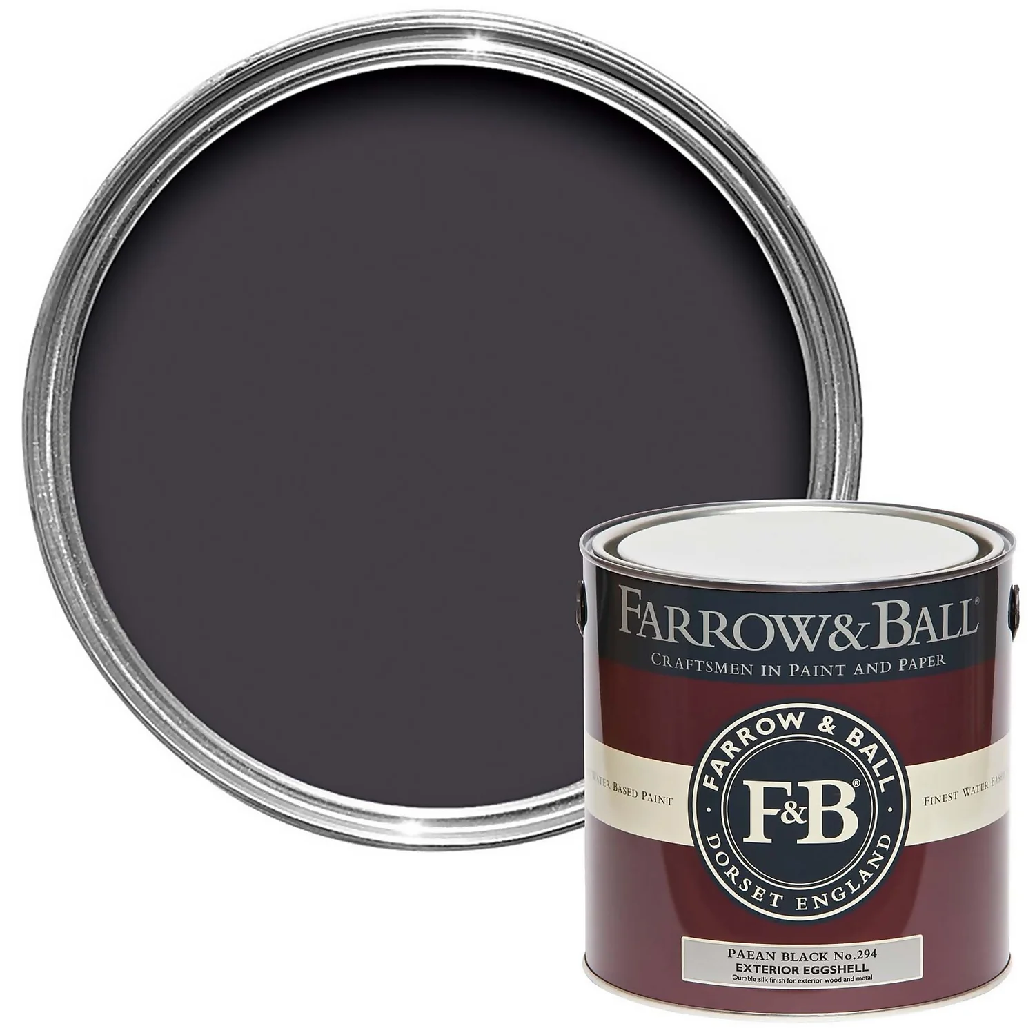 Farrow & Ball Exterior Eggshell Paint Paean Black - 2.5L 3 Farrow & Ball Exterior Eggshell Paint Paean Black - 2.5L