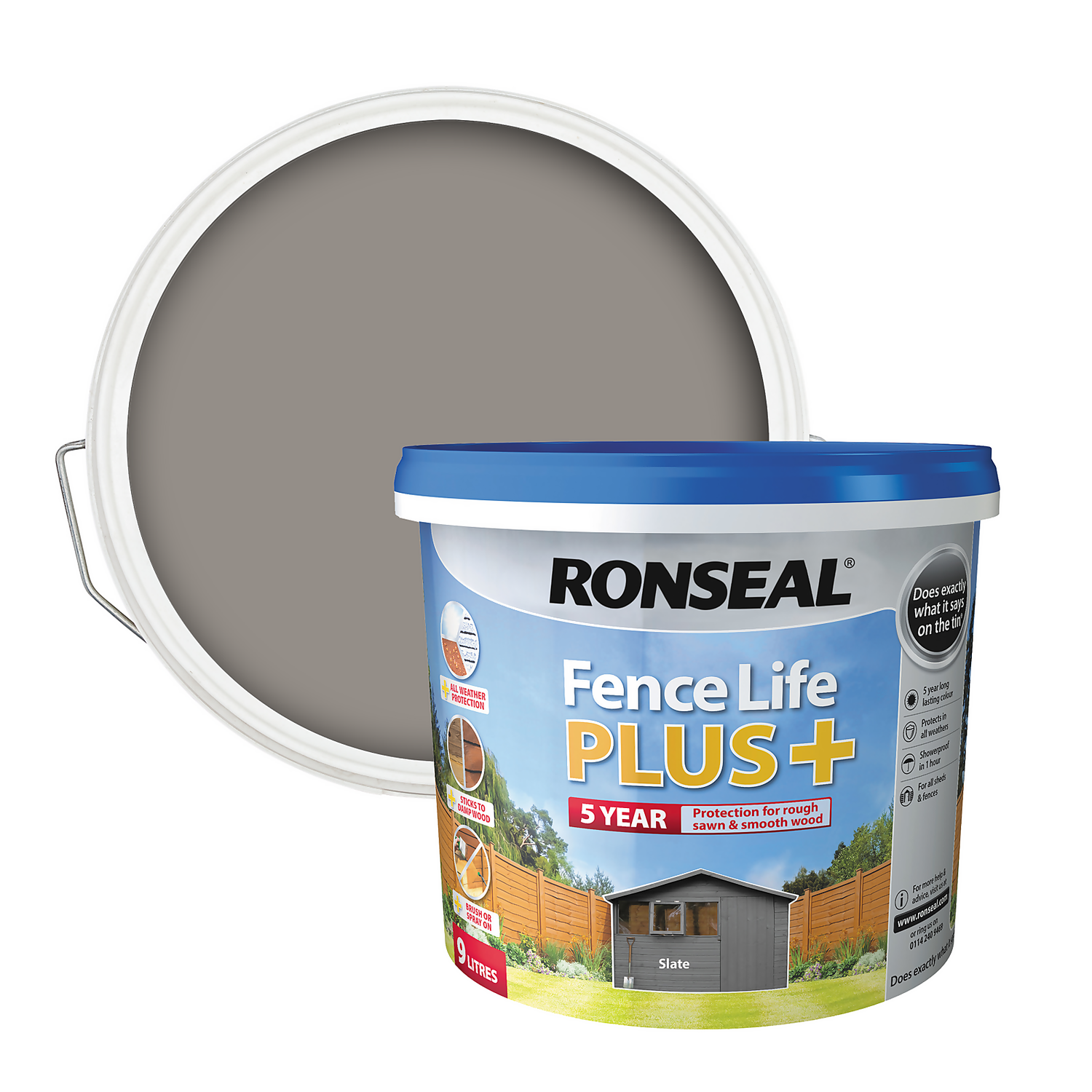 Ronseal Fence Life Plus Slate - 9L 3 Ronseal Fence Life Plus Slate - 9L