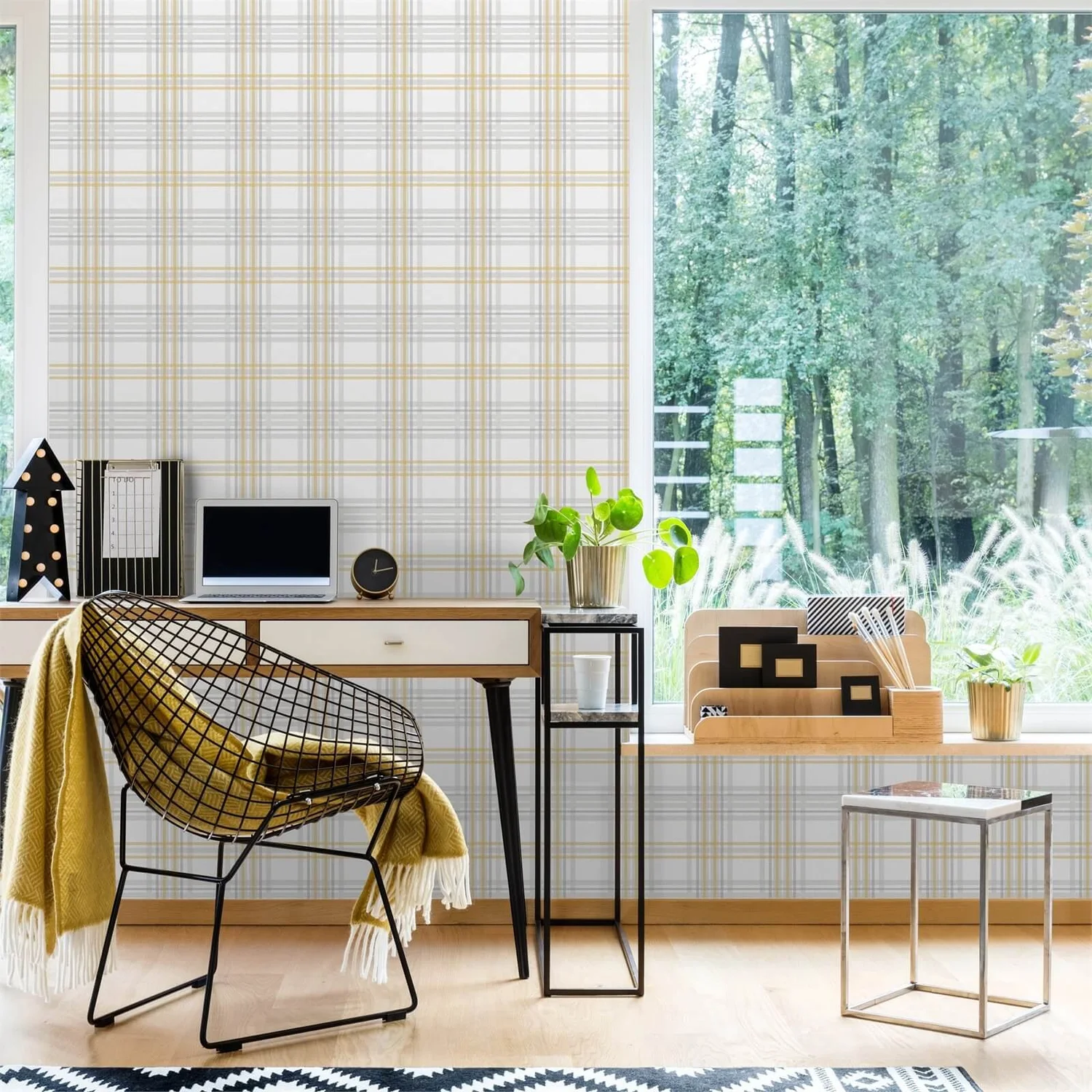 Superfresco Easy Country Tartan Grey & Yellow Wallpaper 4 Superfresco Easy Country Tartan Grey & Yellow Wallpaper - Image 2