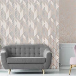 Superfresco Milan Geo Rose Gold Wallpaper -Paint And Wallpaper Shop 12829367 1844833171897972