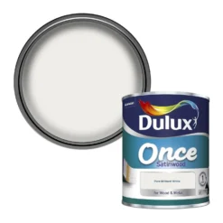Dulux Once Satinwood Paint Pure Brilliant White - 750ml