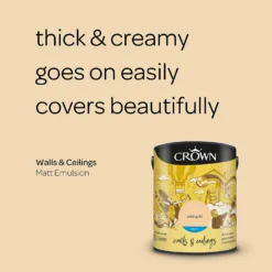 Crown Walls & Ceilings Matt Emulsion Paint Pale Gold - 5L -Paint And Wallpaper Shop 12832260 1014969529232801