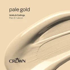 Crown Walls & Ceilings Matt Emulsion Paint Pale Gold - 5L -Paint And Wallpaper Shop 12832260 1864969529443275