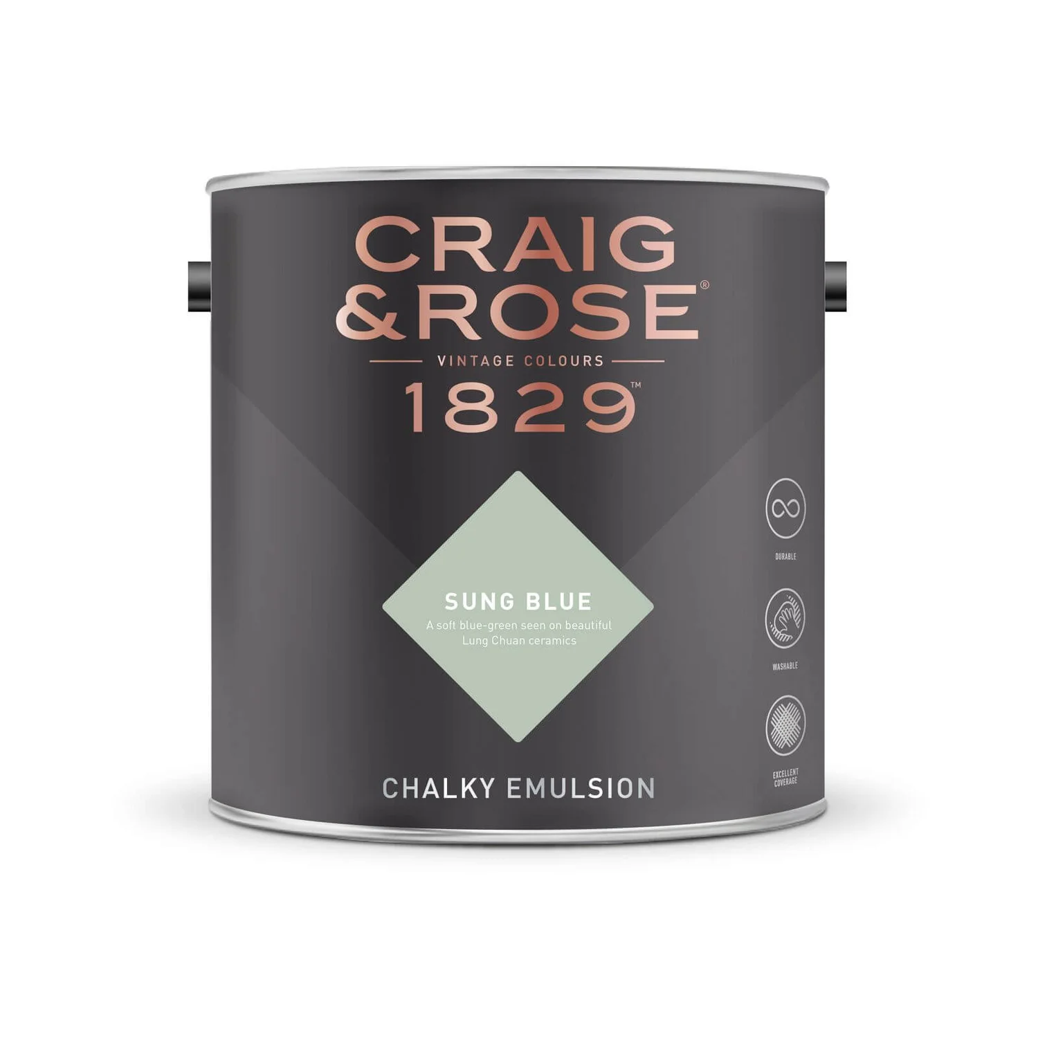 Craig & Rose 1829 Chalky Emulsion Paint Sung Blue - 5L 4 Craig & Rose 1829 Chalky Emulsion Paint Sung Blue - 5L - Image 2