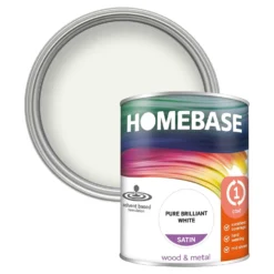 Homebase Interior One Coat Satin Paint Brilliant White - 750ml
