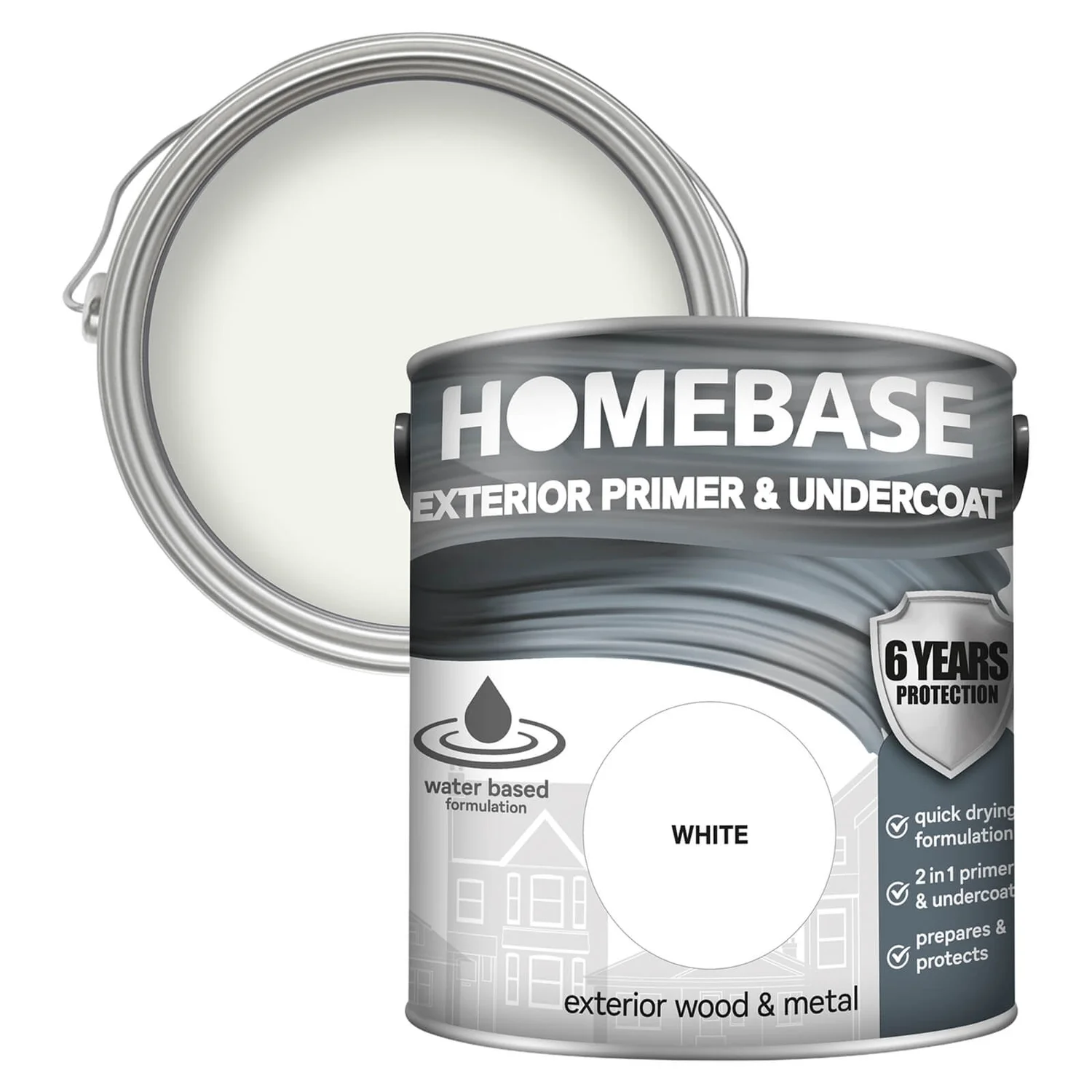 Homebase Exterior Primer Undercoat - Brilliant White 2.5L 3 Homebase Exterior Primer Undercoat - Brilliant White 2.5L