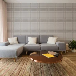 Superfresco Rhea Plaid Grey Rose Gold Wallpaper -Paint And Wallpaper Shop 12834903 1444833172196106