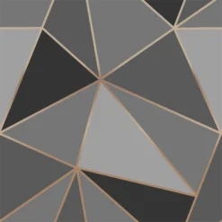 Fresco Apex Geometric Wallpaper - Charcoal & Rose Gold