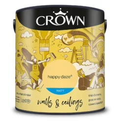 Crown Walls & Ceilings Matt Emulsion Paint Happy Daze - 2.5L -Paint And Wallpaper Shop 12836042 1974977310565787