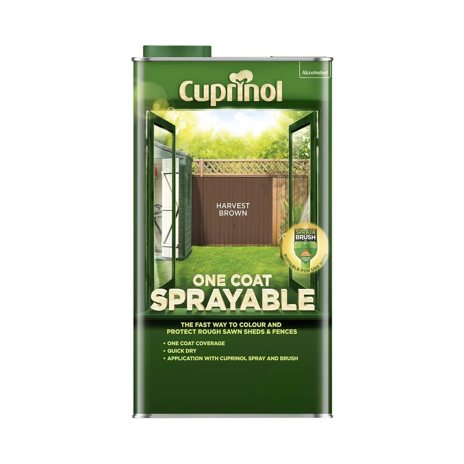 Cuprinol One Coat Sprayable Shed & Fence Paint - Harvest Brown - 5L 3 Cuprinol One Coat Sprayable Shed & Fence Paint - Harvest Brown - 5L