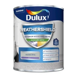 Dulux Weathershield Quick Dry Satin Paint Garden Grey - 750ml -Paint And Wallpaper Shop 12836926 1744832982999186