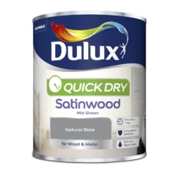 Dulux Quick Dry Satinwood Paint Natural Slate - 750ml -Paint And Wallpaper Shop 12837004 5024832980998318