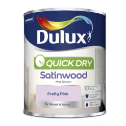 Dulux Quick Dry Satinwood Paint Pretty Pink - 750ml -Paint And Wallpaper Shop 12837010 1474832981477898