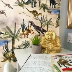 Belgravia Décor Dinosaur Kingdom Smooth Grey Wallpaper -Paint And Wallpaper Shop 12837873 1204980393797856