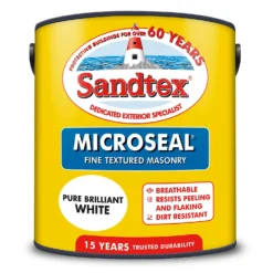 Sandtex® Textured Masonry Paint Pure Brilliant White - 2.5L -Paint And Wallpaper Shop 12838698 3144872085057509