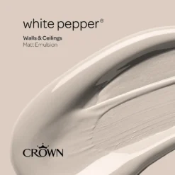 Crown Walls & Ceilings Matt Emulsion Paint White Pepper - Tester 40ml -Paint And Wallpaper Shop 12839798 1064977308682345