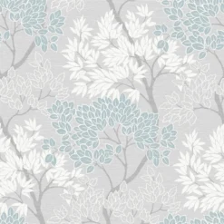 Fresco Lykke Tree Smooth Wallpaper - Sky Blue