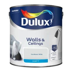 Dulux Matt Emulsion Paint Cornflower White - 2.5L -Paint And Wallpaper Shop 12841315 1264833194921730