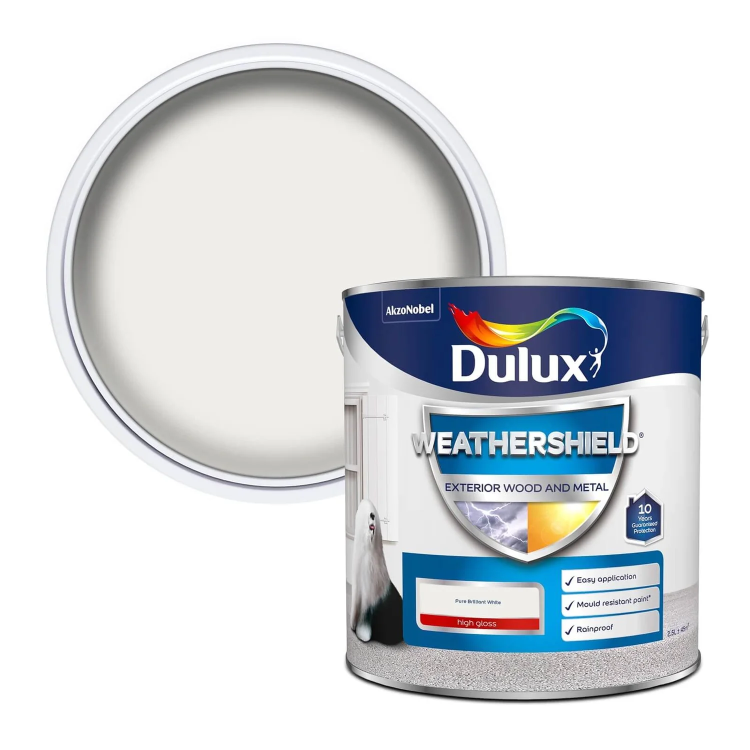 Dulux Weathershield Exterior Gloss Paint Pure Brilliant White - 2.5L 3 Dulux Weathershield Exterior Gloss Paint Pure Brilliant White - 2.5L