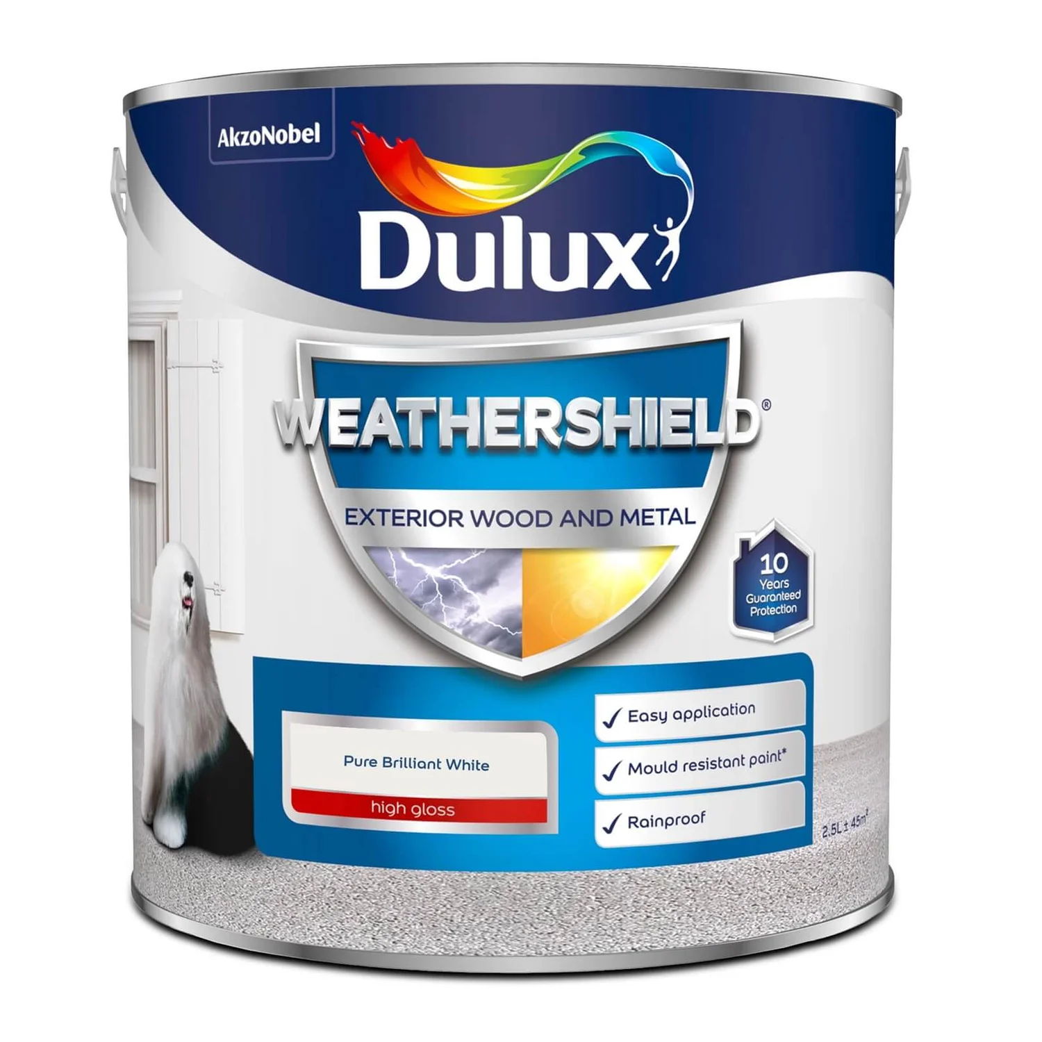 Dulux Weathershield Exterior Gloss Paint Pure Brilliant White - 2.5L 6 Dulux Weathershield Exterior Gloss Paint Pure Brilliant White - 2.5L - Image 4