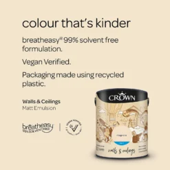 Crown Walls & Ceilings Matt Emulsion Paint Magnolia - 5L -Paint And Wallpaper Shop 12842015 1624969529324331