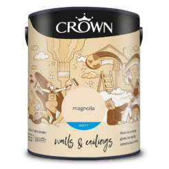 Crown Walls & Ceilings Matt Emulsion Paint Magnolia - 5L -Paint And Wallpaper Shop 12842015 7054969529585058