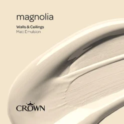 Crown Walls & Ceilings Matt Emulsion Paint Magnolia - 5L -Paint And Wallpaper Shop 12842015 8134969529445714