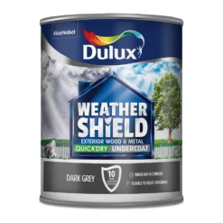 Dulux Weathershield Exterior Quick Dry Undercoat Dark Grey - 750ml -Paint And Wallpaper Shop 12843995 8274832983321086