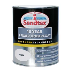 Sandtex Exterior 10 Year Primer Undercoat - Pure Brilliant White - 750ml -Paint And Wallpaper Shop 12845276 1254847735596266