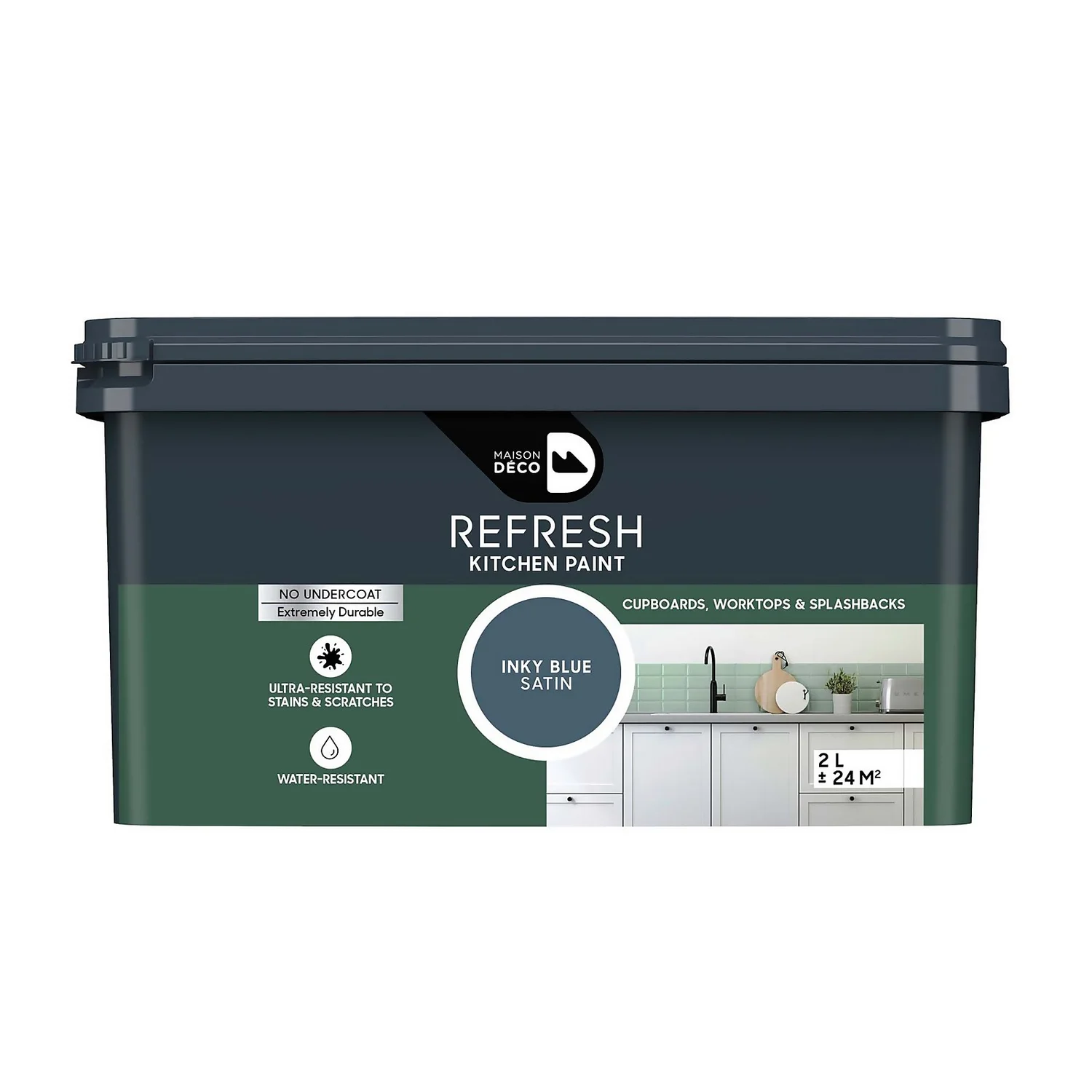 Maison Deco Refresh Kitchen Cupboards, Worktops & Splashbacks Paint Inky Blue - 2L 3 Maison Deco Refresh Kitchen Cupboards, Worktops & Splashbacks Paint Inky Blue - 2L