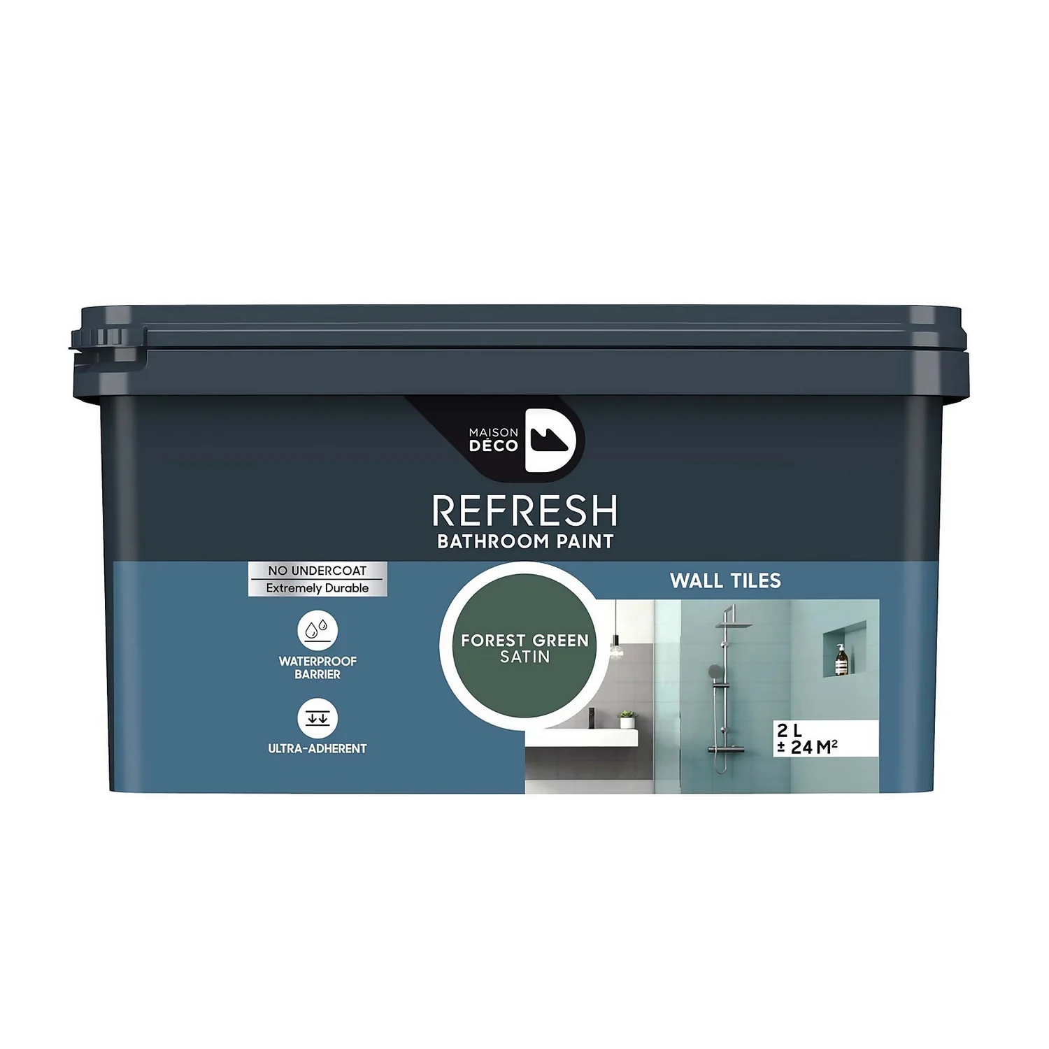 Maison Deco Refresh Bathroom Wall Tile Paint Forest Green - 2L 3 Maison Deco Refresh Bathroom Wall Tile Paint Forest Green - 2L