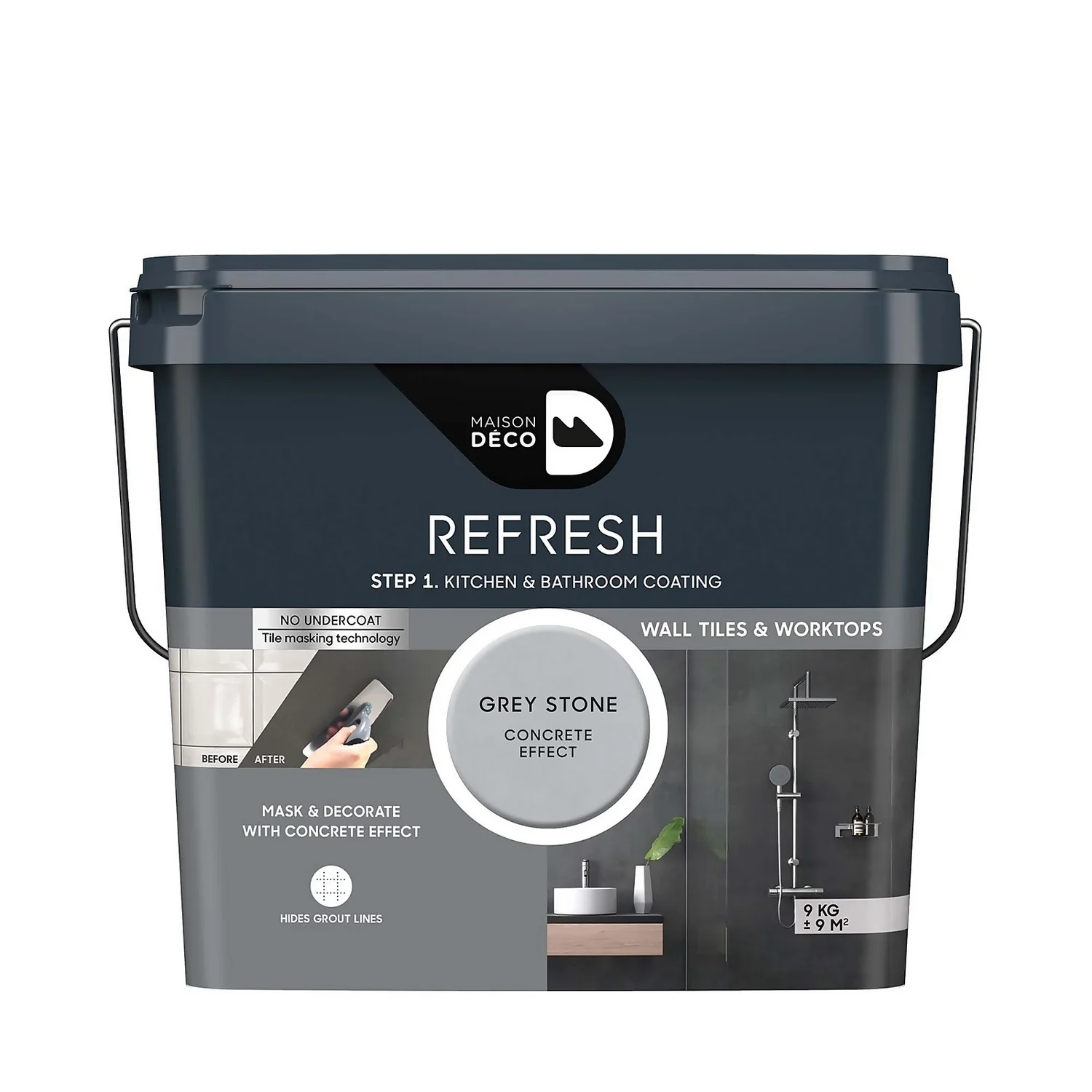 Maison Deco Refresh Kitchen & Bathroom Coating Grey Stone Concrete Effect - 9Kg 3 Maison Deco Refresh Kitchen & Bathroom Coating Grey Stone Concrete Effect - 9Kg